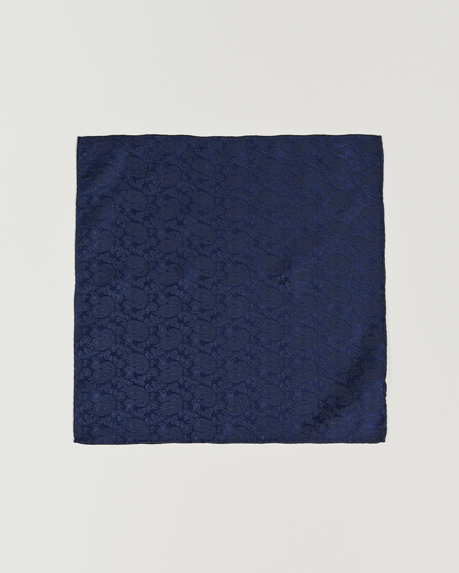 Herr | Näsdukar | Amanda Christensen | Tonal Paisley Silk Pocket Square Navy