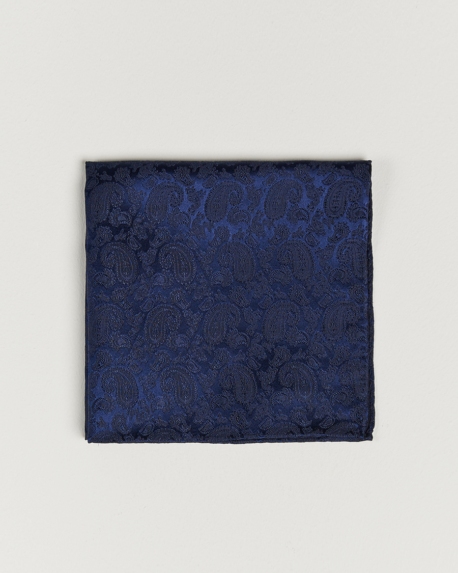 Herr | Näsdukar | Amanda Christensen | Tonal Paisley Silk Pocket Square Navy