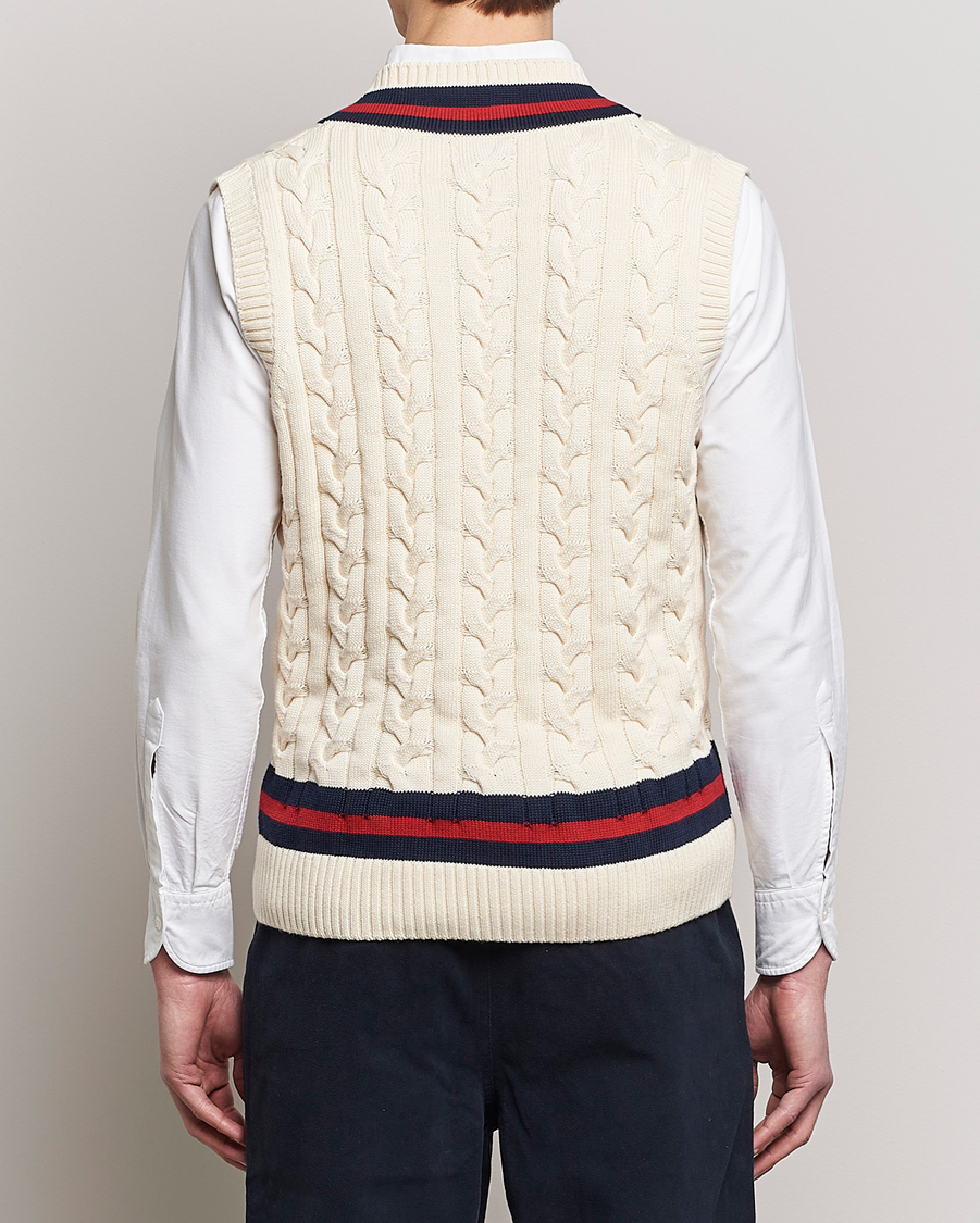 Herr | Tröjor | Baracuta | Cotton Cable Knit Vest Off White