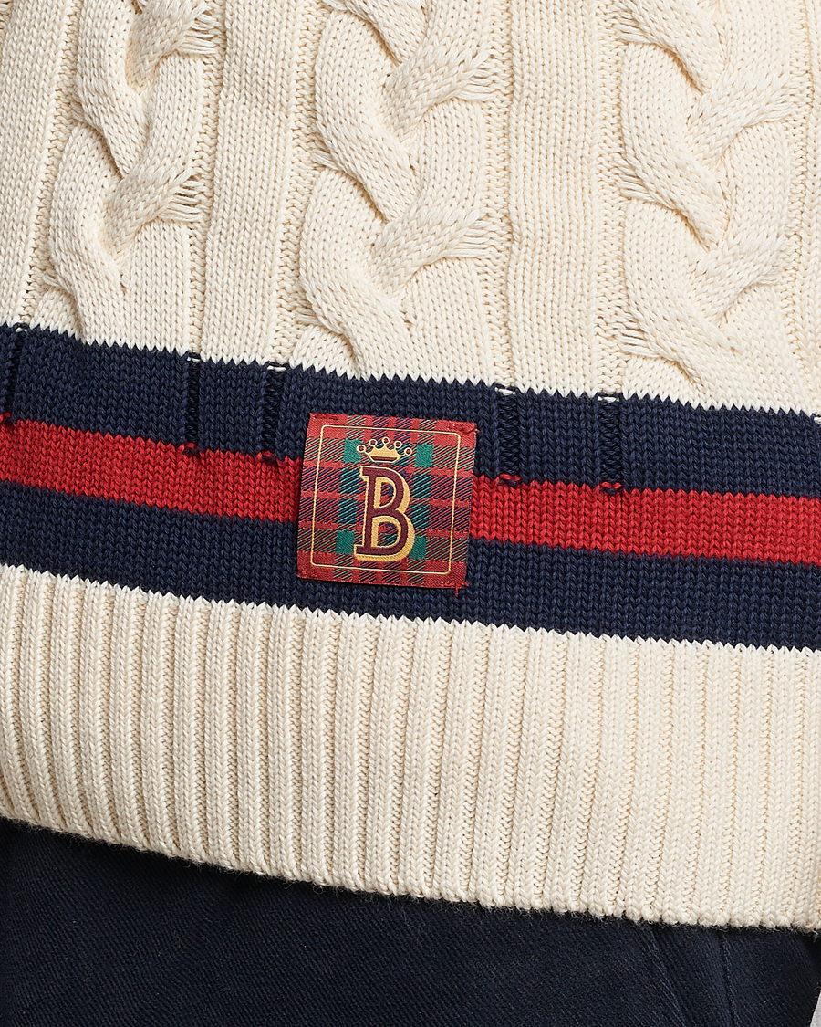 Herr | Tröjor | Baracuta | Cotton Cable Knit Vest Off White