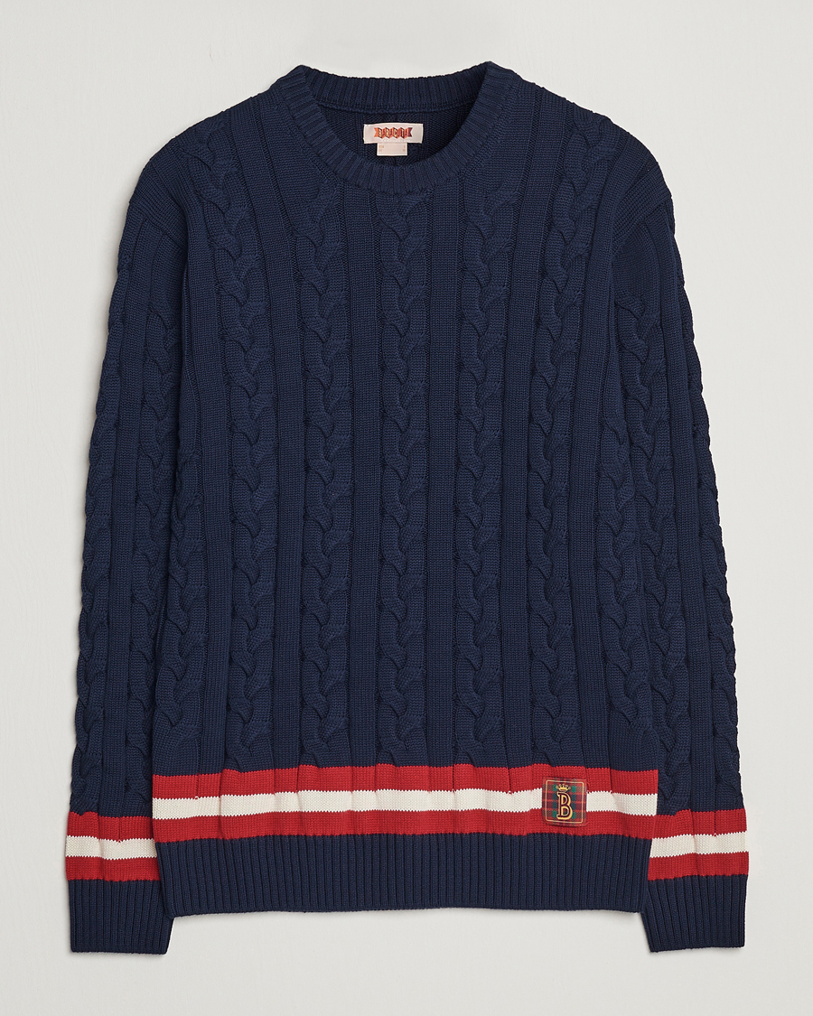 Herr | Tröjor | Baracuta | Cotton Cable Crew Neck Navy