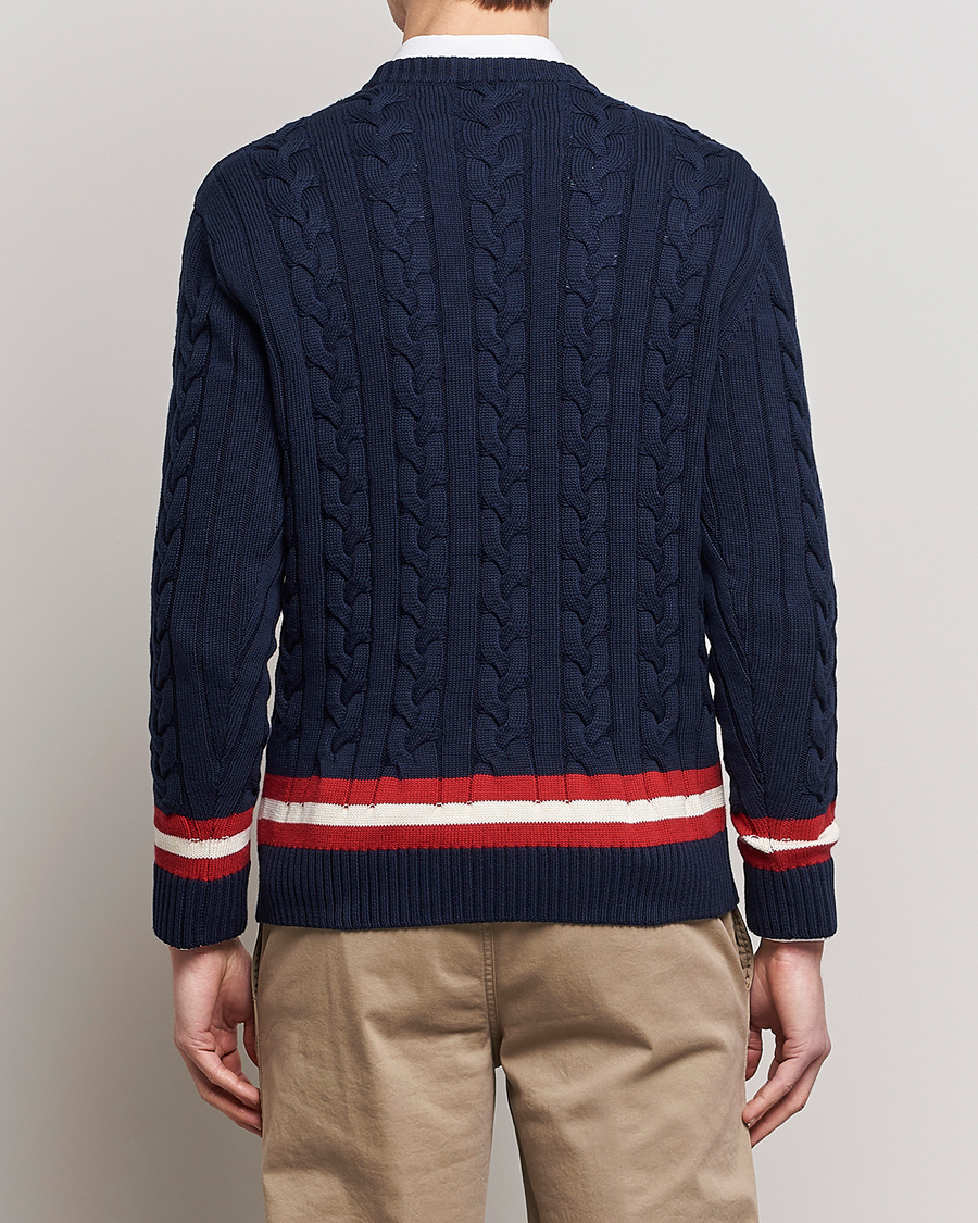 Herr | Tröjor | Baracuta | Cotton Cable Crew Neck Navy