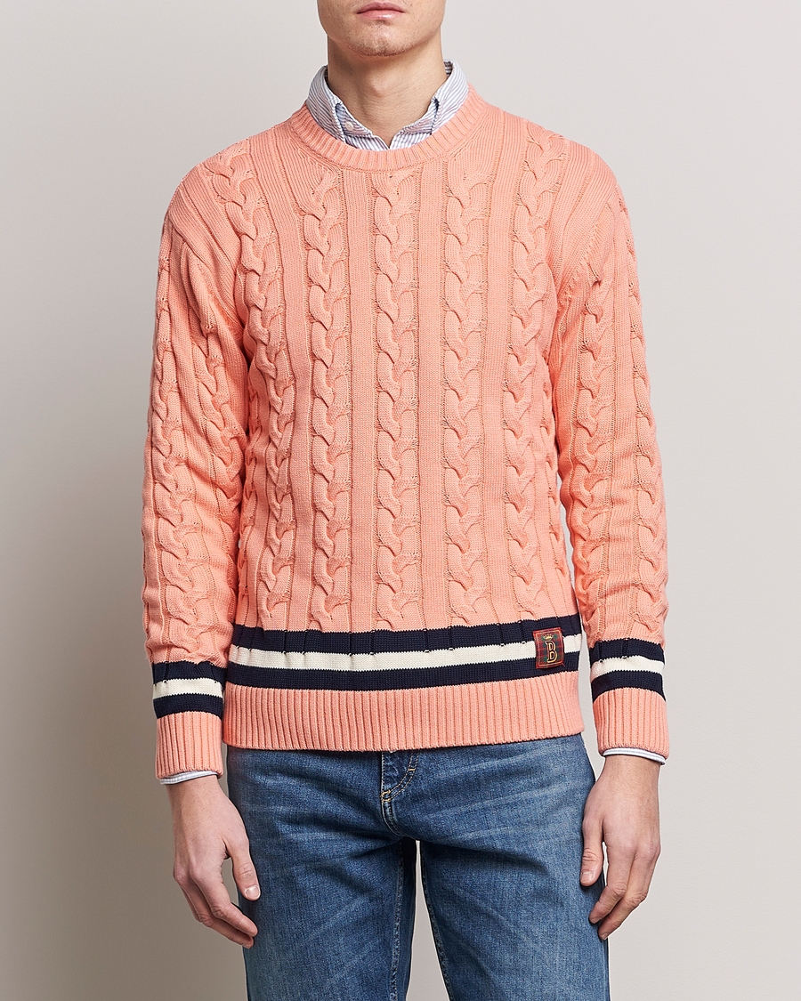 Herr | Tröjor | Baracuta | Cotton Cable Crew Neck Flamingo