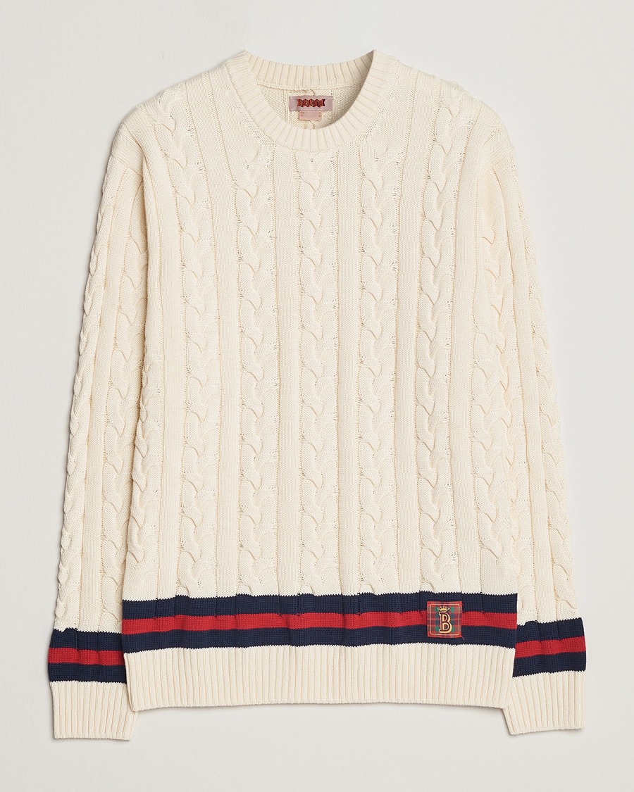 Herr | Tröjor | Baracuta | Cotton Cable Crew Neck Off White