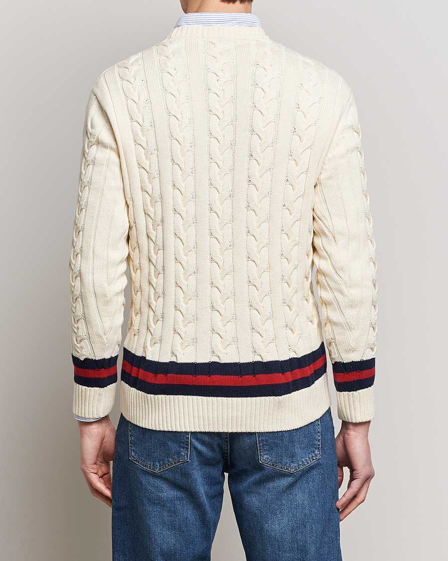 Herr | Tröjor | Baracuta | Cotton Cable Crew Neck Off White