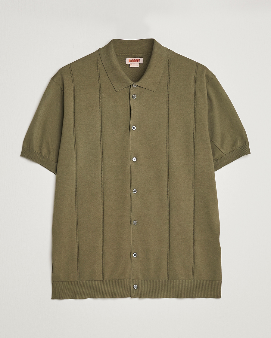 Herr | Pikéer | Baracuta | Horatio Cotton Garment Dyed Knitted Polo Shirt Olive