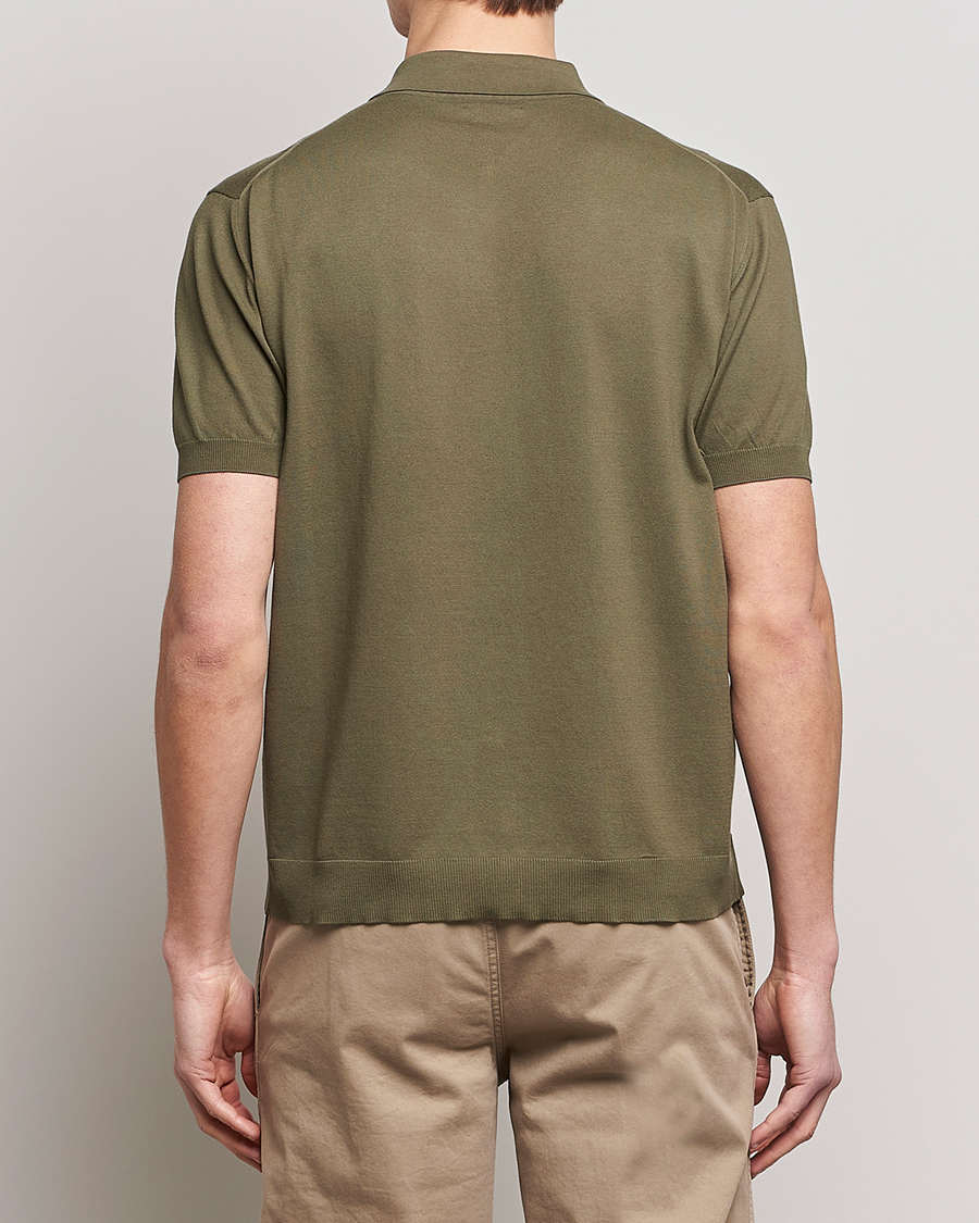 Herr | Pikéer | Baracuta | Horatio Cotton Garment Dyed Knitted Polo Shirt Olive