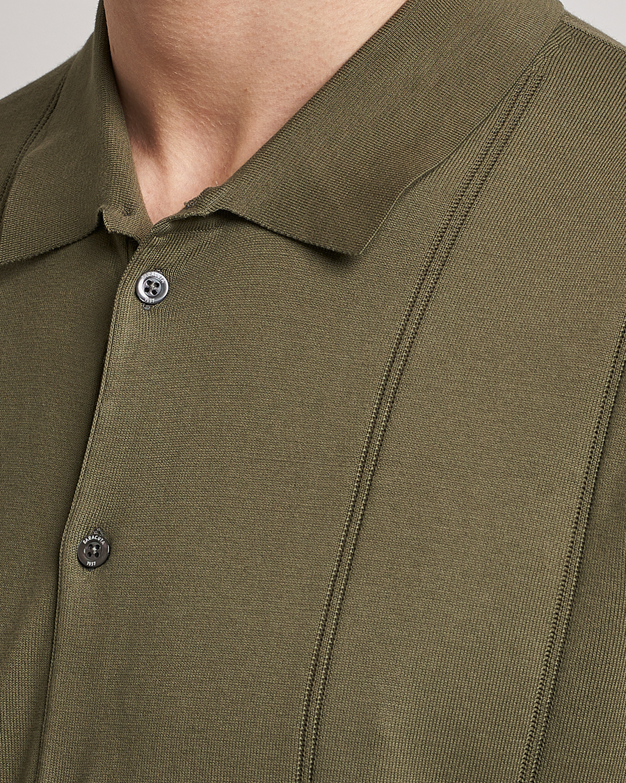 Herr | Pikéer | Baracuta | Horatio Cotton Garment Dyed Knitted Polo Shirt Olive