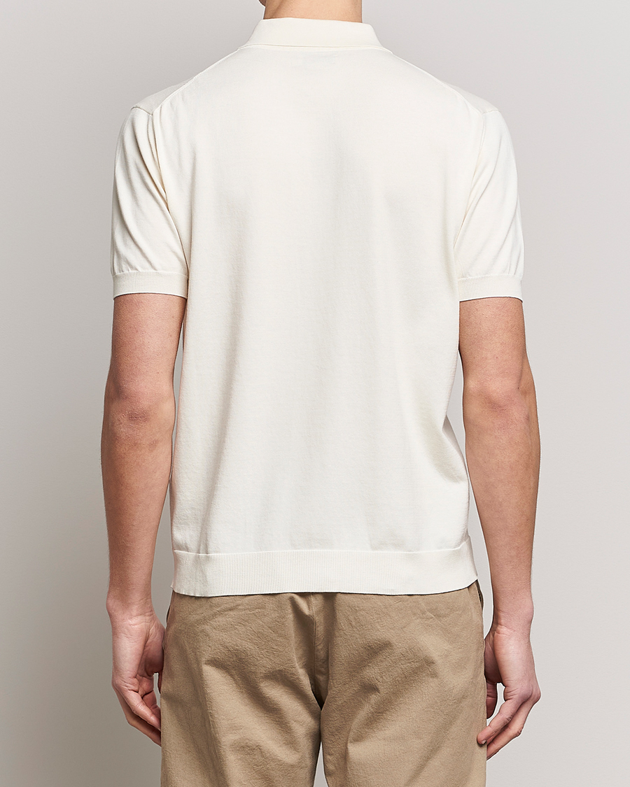 Herr | Pikéer | Baracuta | Horatio Cotton Garment Dyed Knitted Polo Shirt Ivory