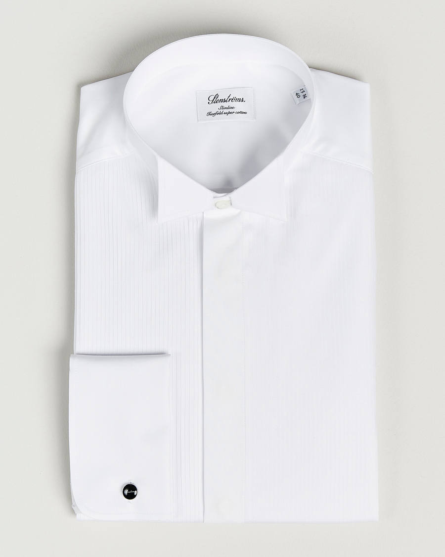 Herr | Smokingskjortor | Stenströms | Slimline Stand Up Collar Plissè Shirt White