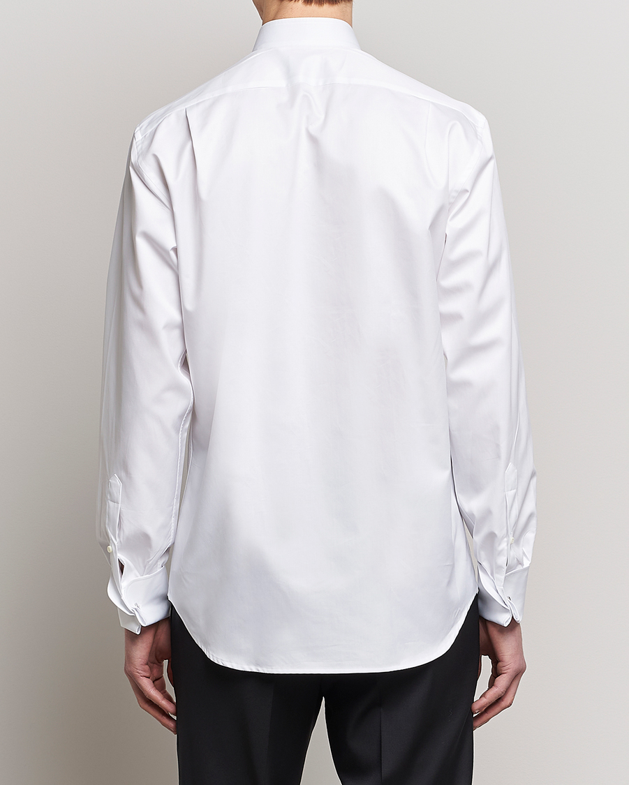Herr | Skjortor | Stenströms | Fitted Body Stand Up Collar Plissè Shirt White