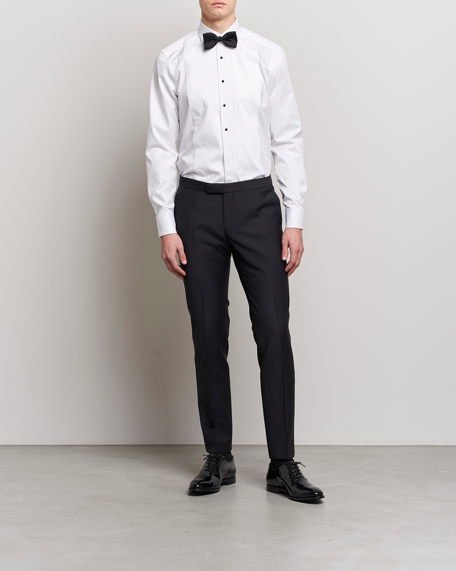 Herr | Black Tie | Stenströms | Slimline Open Smoking Shirt White