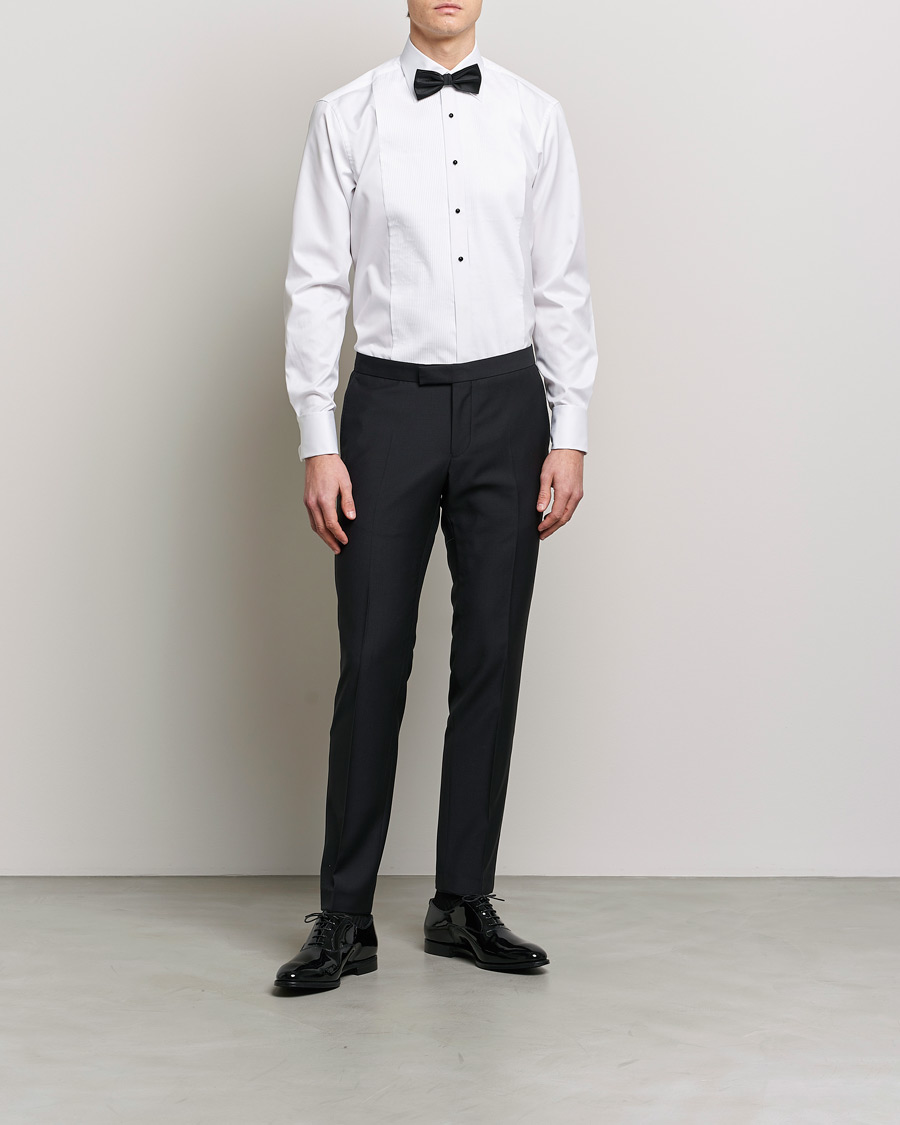 Herr | Formella | Stenströms | Fitted Body Open Smoking Shirt White