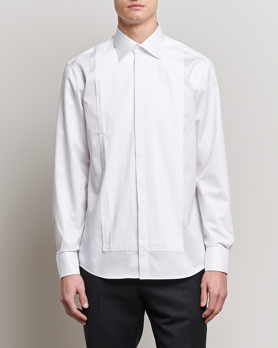 Herr | Black Tie | Stenströms | Fitted Body Smoking Shirt White