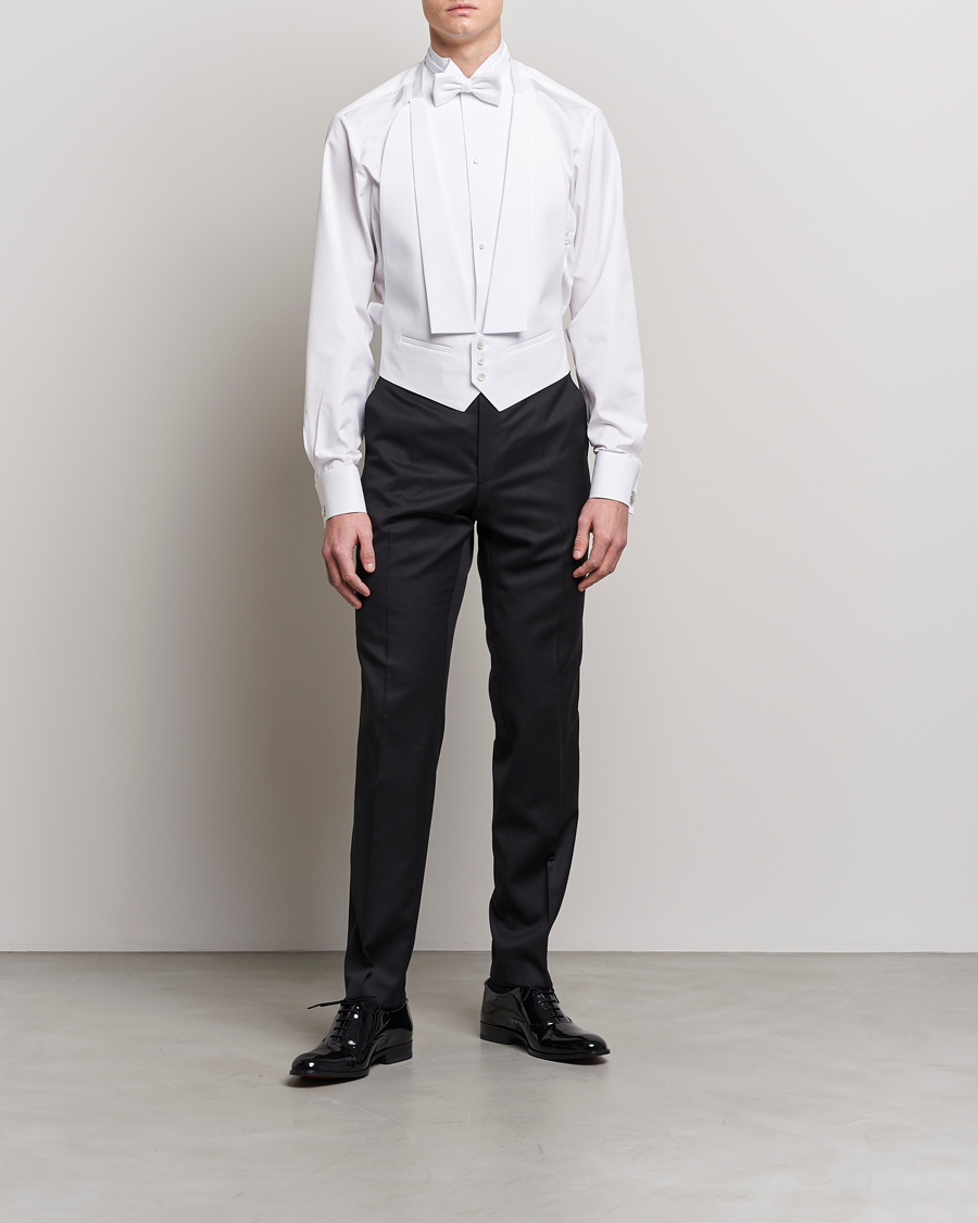 Herr | Black Tie | Stenströms | Fitted Body Stand Up Collar Evening Shirt White