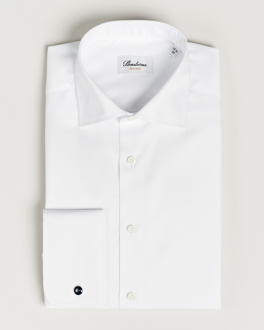 Herr | Skjortor | Stenströms | Superslim Double Cuff Cotton Shirt White