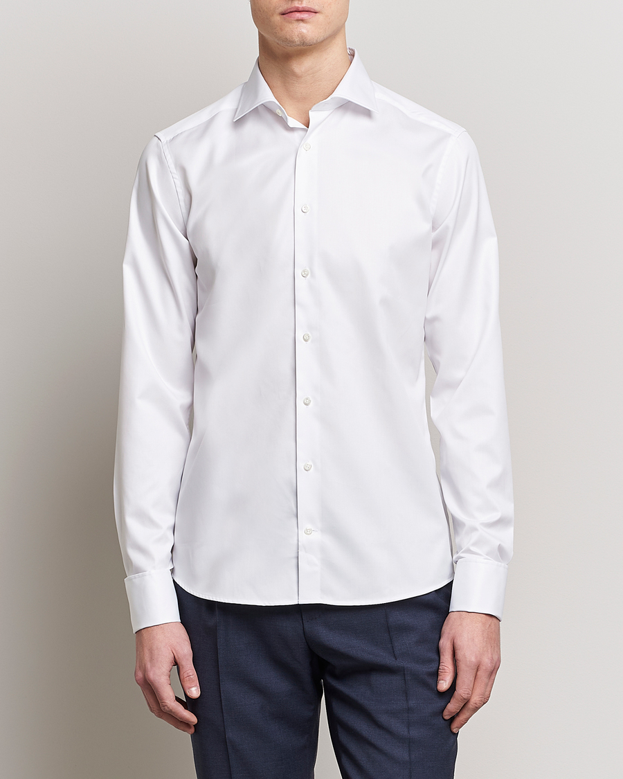 Herr |  | Stenströms | Superslim Double Cuff Cotton Shirt White