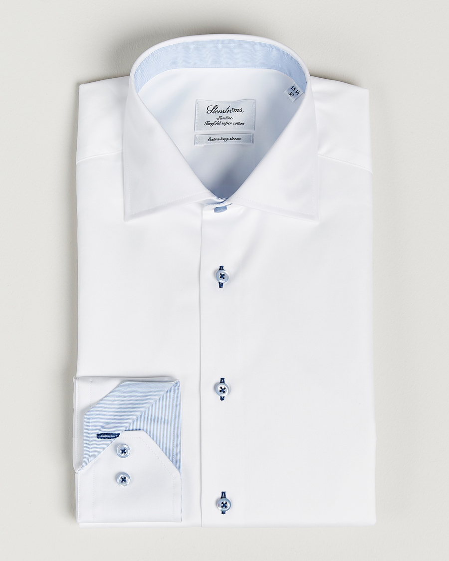 Herr | Skjortor | Stenströms | Slimline X-Long Sleeve Contrast Shirt White