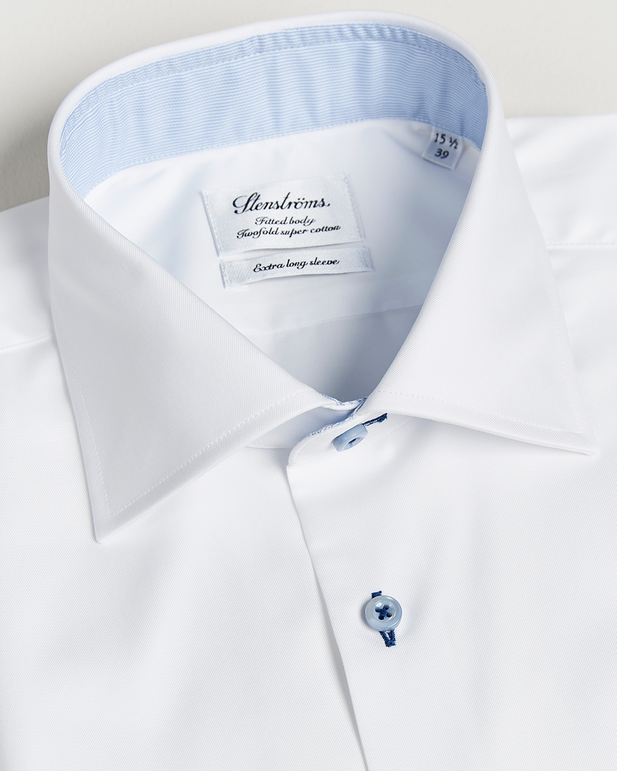 Herr | Businesskjortor | Stenströms | Fitted Body X-Long Sleeve Contrast Shirt White