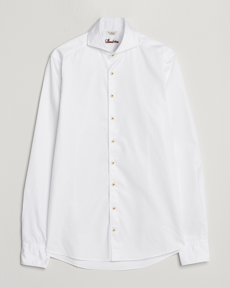 Herr |  | Stenströms | Slimline X-Long Sleeve Washed Cotton Shirt White