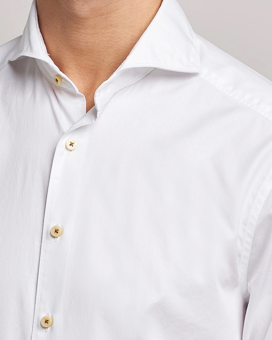 Herr | Skjortor | Stenströms | Slimline X-Long Sleeve Washed Cotton Shirt White