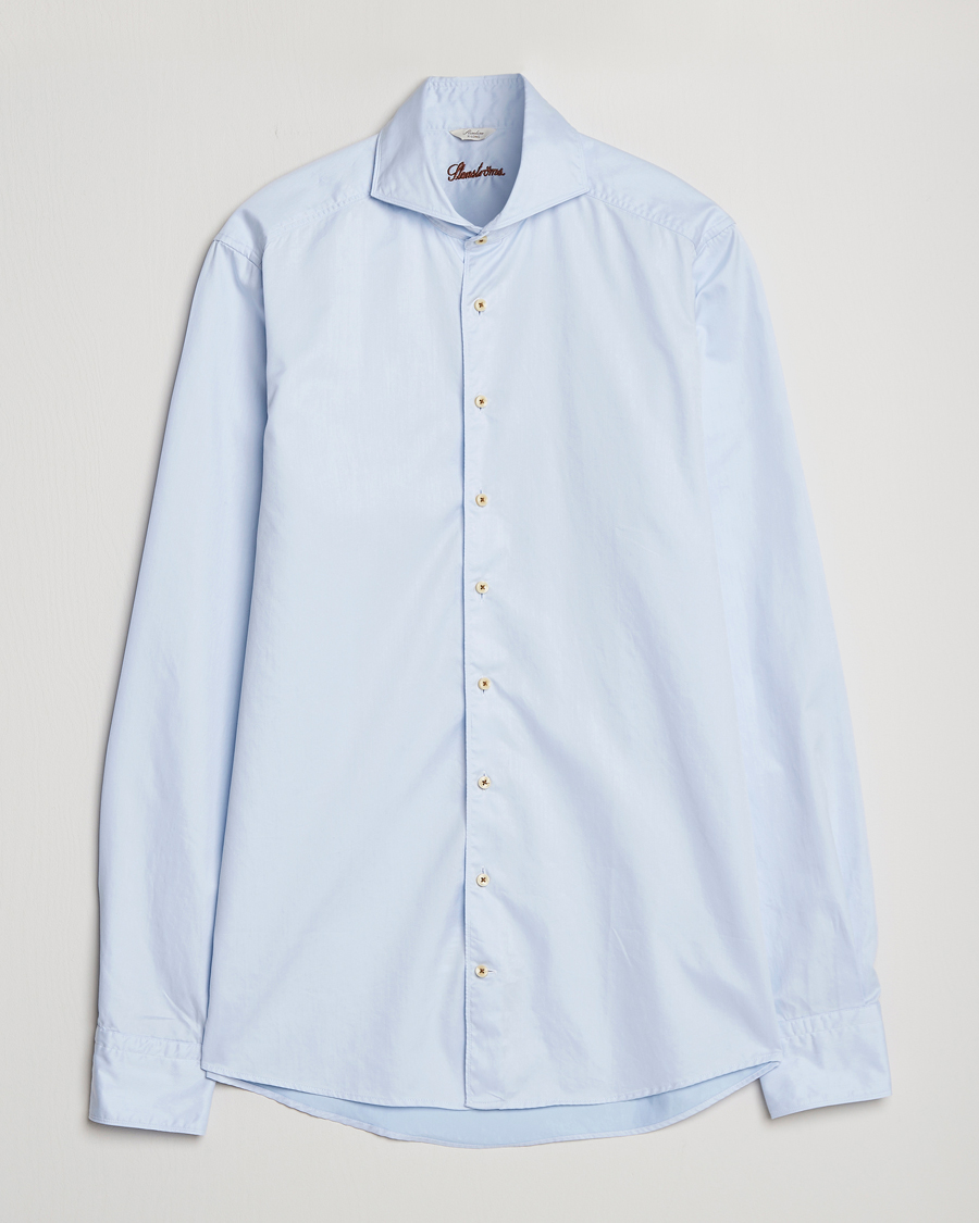 Herr | Skjortor | Stenströms | Slimline X-Long Sleeve Washed Cotton Shirt Light Blue