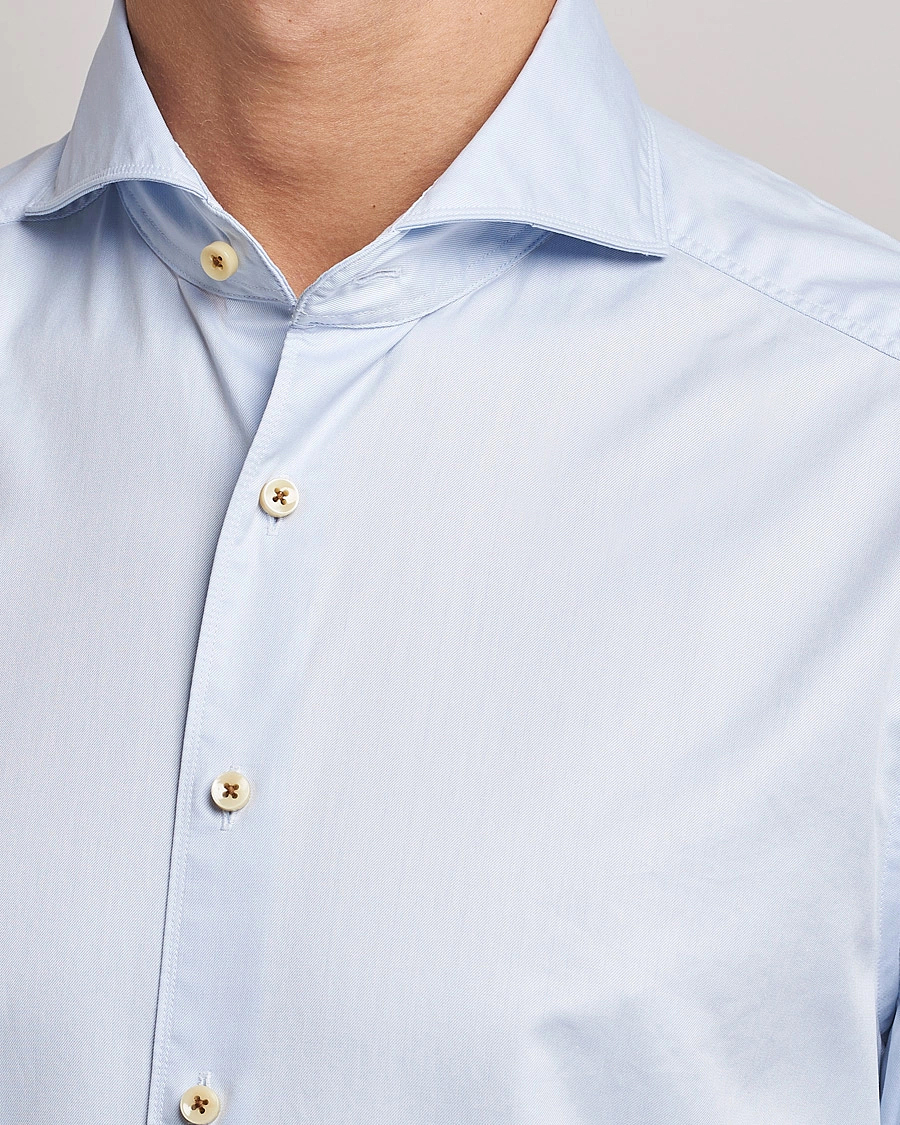 Herr | Skjortor | Stenströms | Slimline X-Long Sleeve Washed Cotton Shirt Light Blue