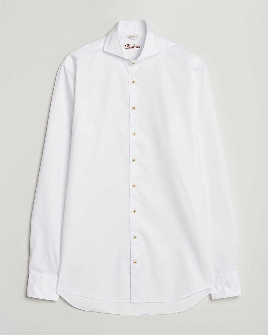 Herr |  | Stenströms | Fitted Body X-Long Sleeve Washed Shirt White