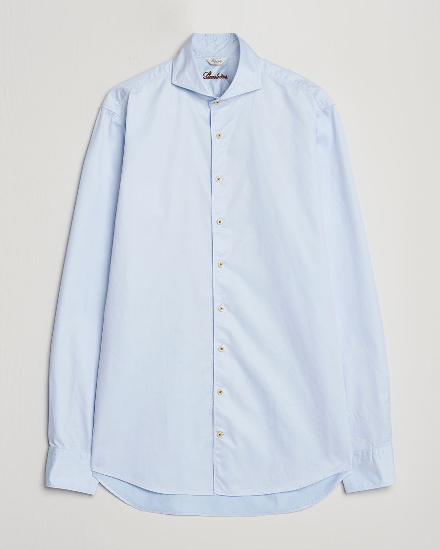 Herr |  | Stenströms | Fitted Body X-Long Sleeve Washed Shirt Light Blue