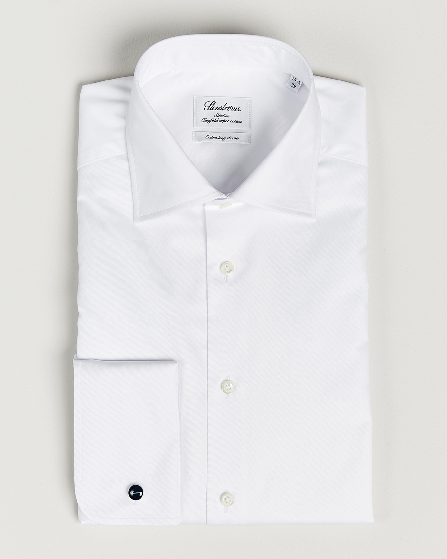 Herr | Skjortor | Stenströms | Slimline X-Long Sleeve Double Cuff Shirt White