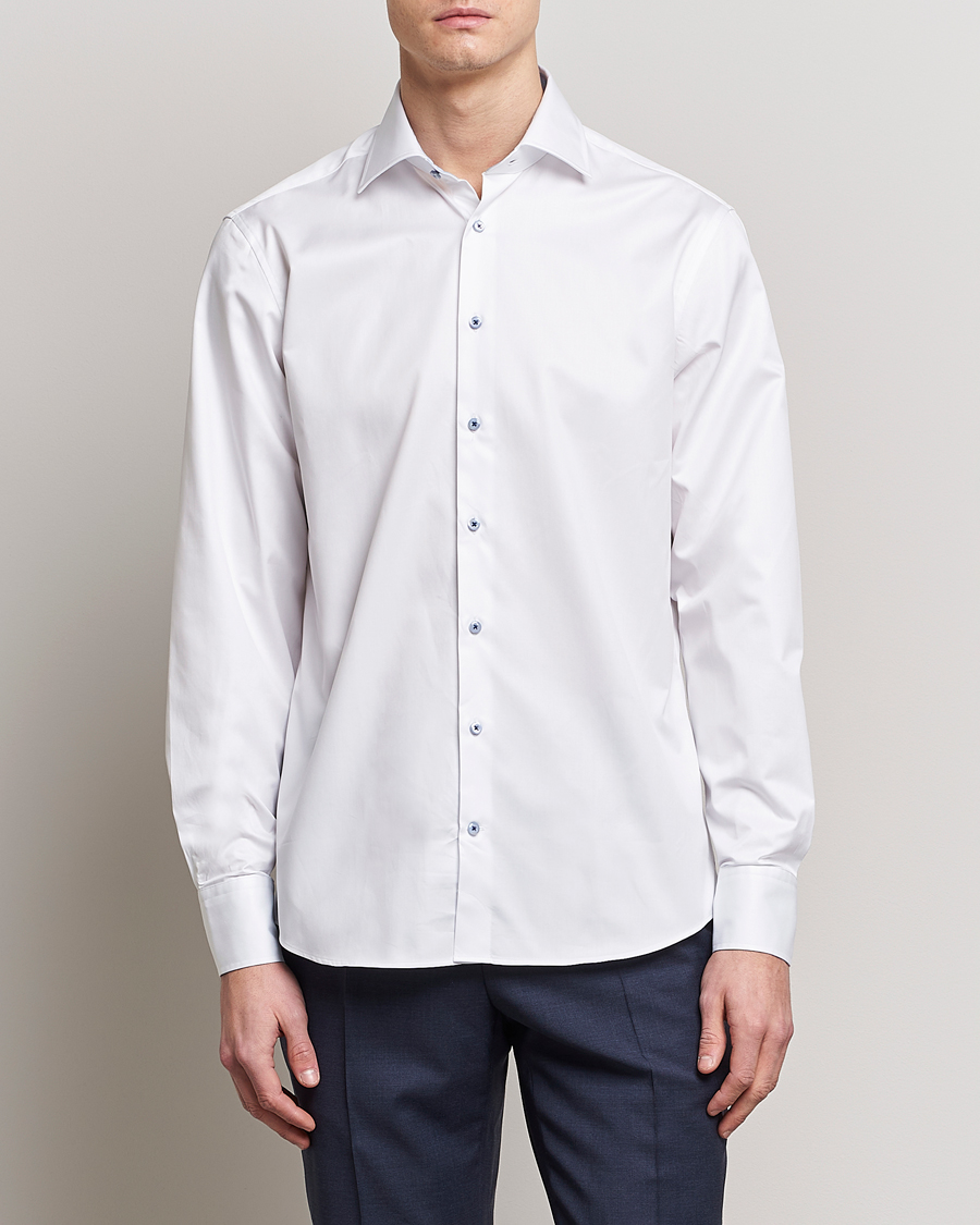 Herr | Skjortor | Stenströms | Fitted Body Contrast Cut Away Shirt White