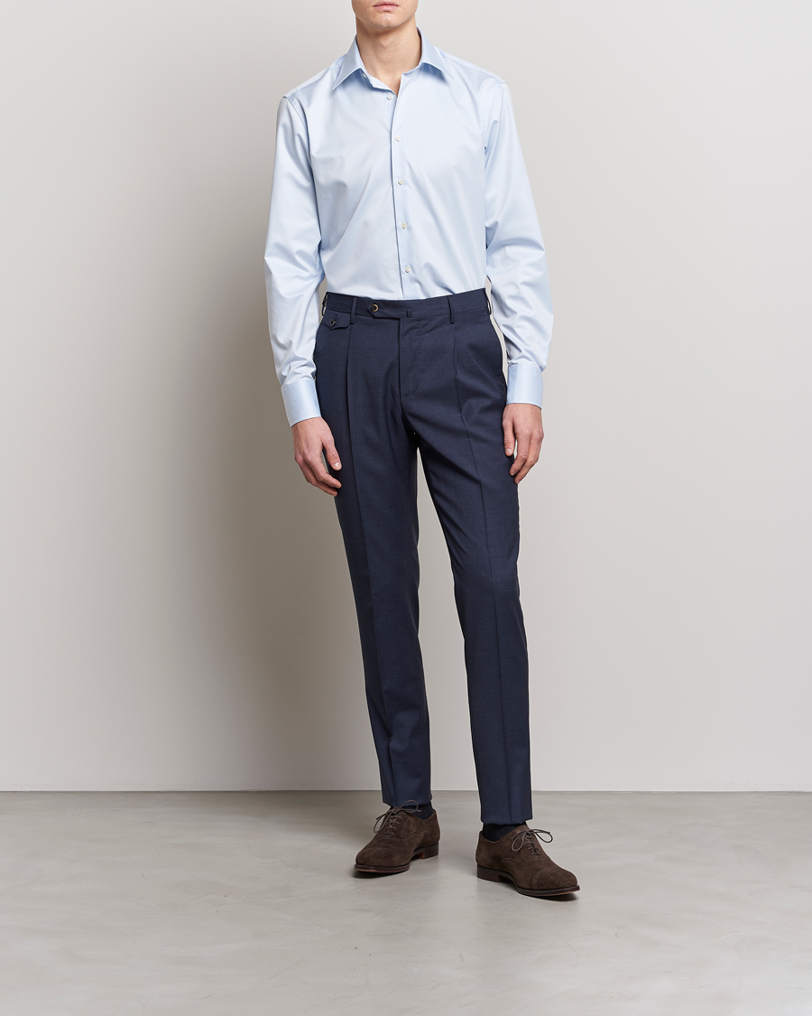 Herr | Businesskjortor | Stenströms | Fitted Body Kent Collar Shirt Light Blue