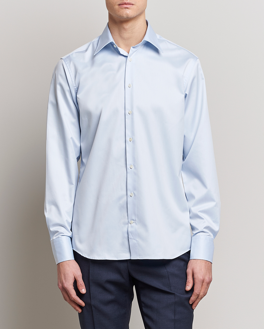 Herr | Business & Beyond | Stenströms | Fitted Body Kent Collar Shirt Light Blue