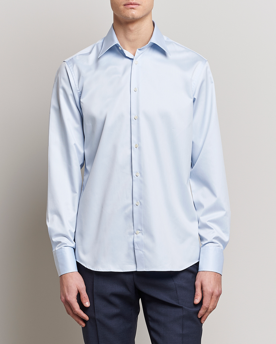 Herr | Businesskjortor | Stenströms | Fitted Body Kent Collar Shirt Light Blue