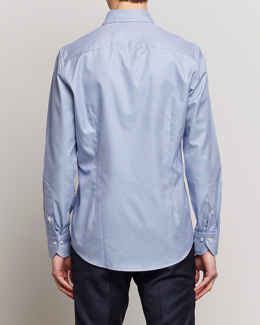 Herr | Skjortor | Stenströms | Slimline Small Check Cut Away Shirt Blue
