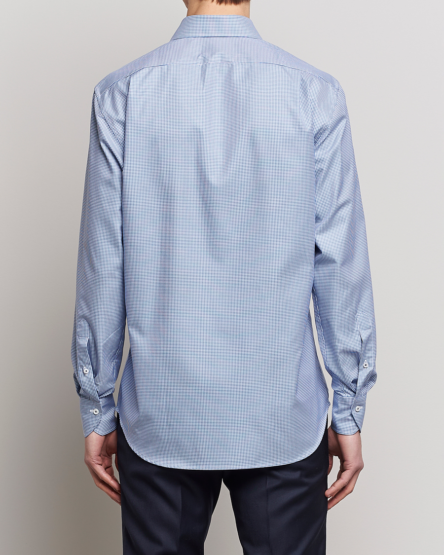 Herr | Skjortor | Stenströms | Fitted Body Small Check Cut Away Shirt Blue