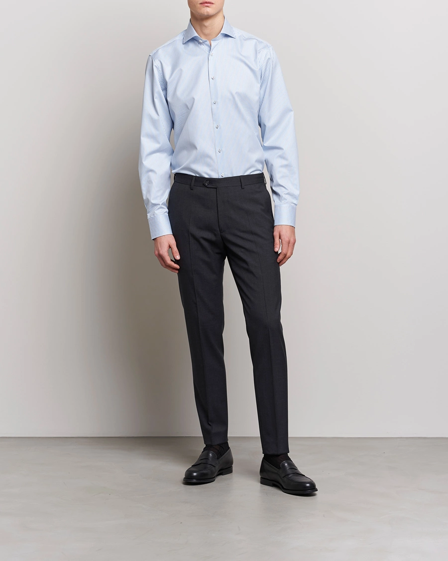 Herr | Avdelningar | Stenströms | Fitted Body Striped Cut Away Shirt Blue/White