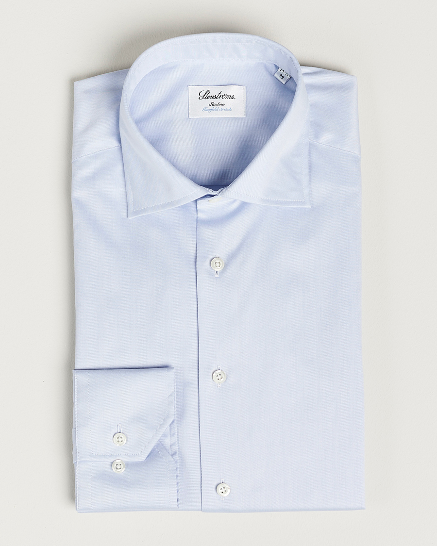 Herr | Skjortor | Stenströms | Slimline Twofold Stretch Shirt Light Blue