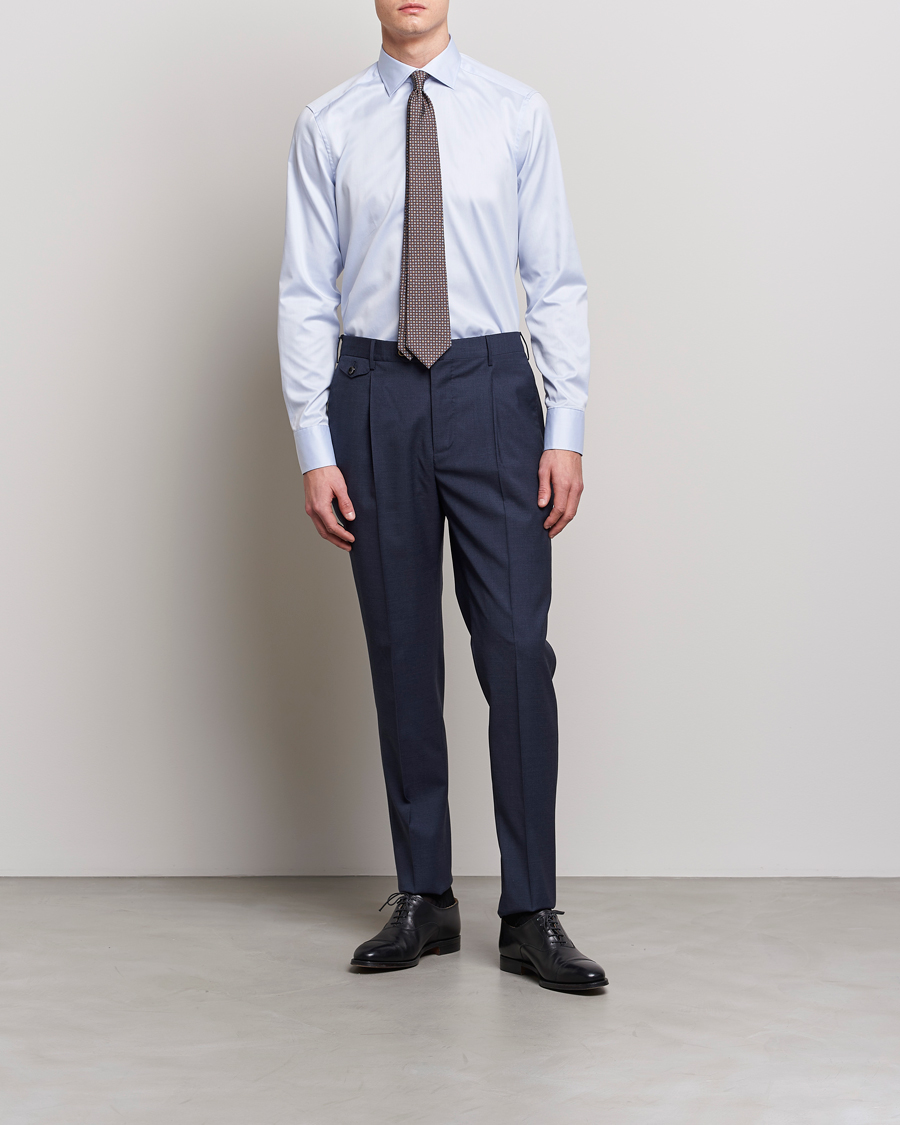 Herr |  | Stenströms | Slimline Twofold Stretch Shirt Light Blue