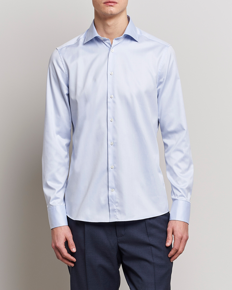 Herr | Businesskjortor | Stenströms | Slimline Twofold Stretch Shirt Light Blue