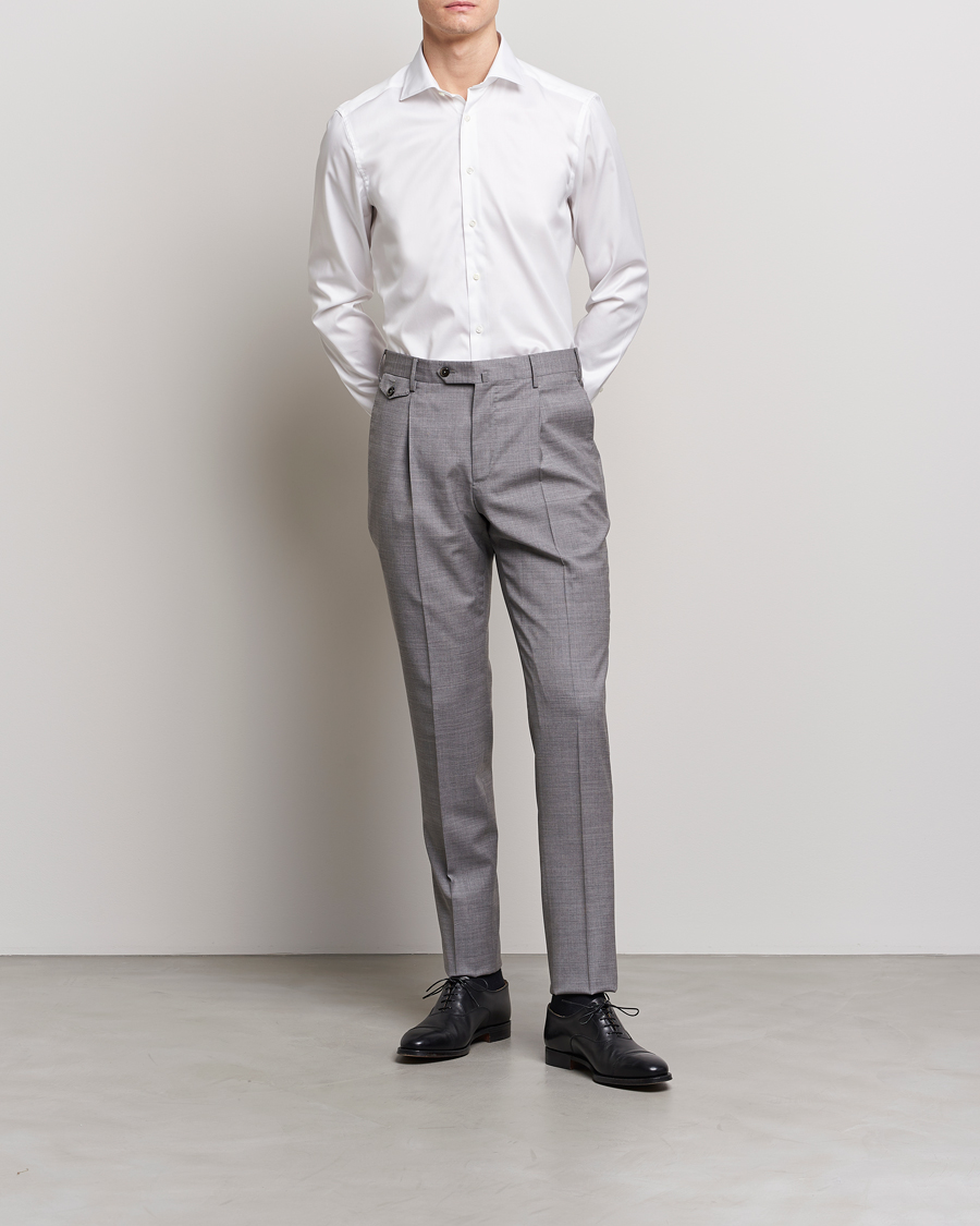 Herr | Formella | Stenströms | Fitted Body Twofold Stretch Shirt White