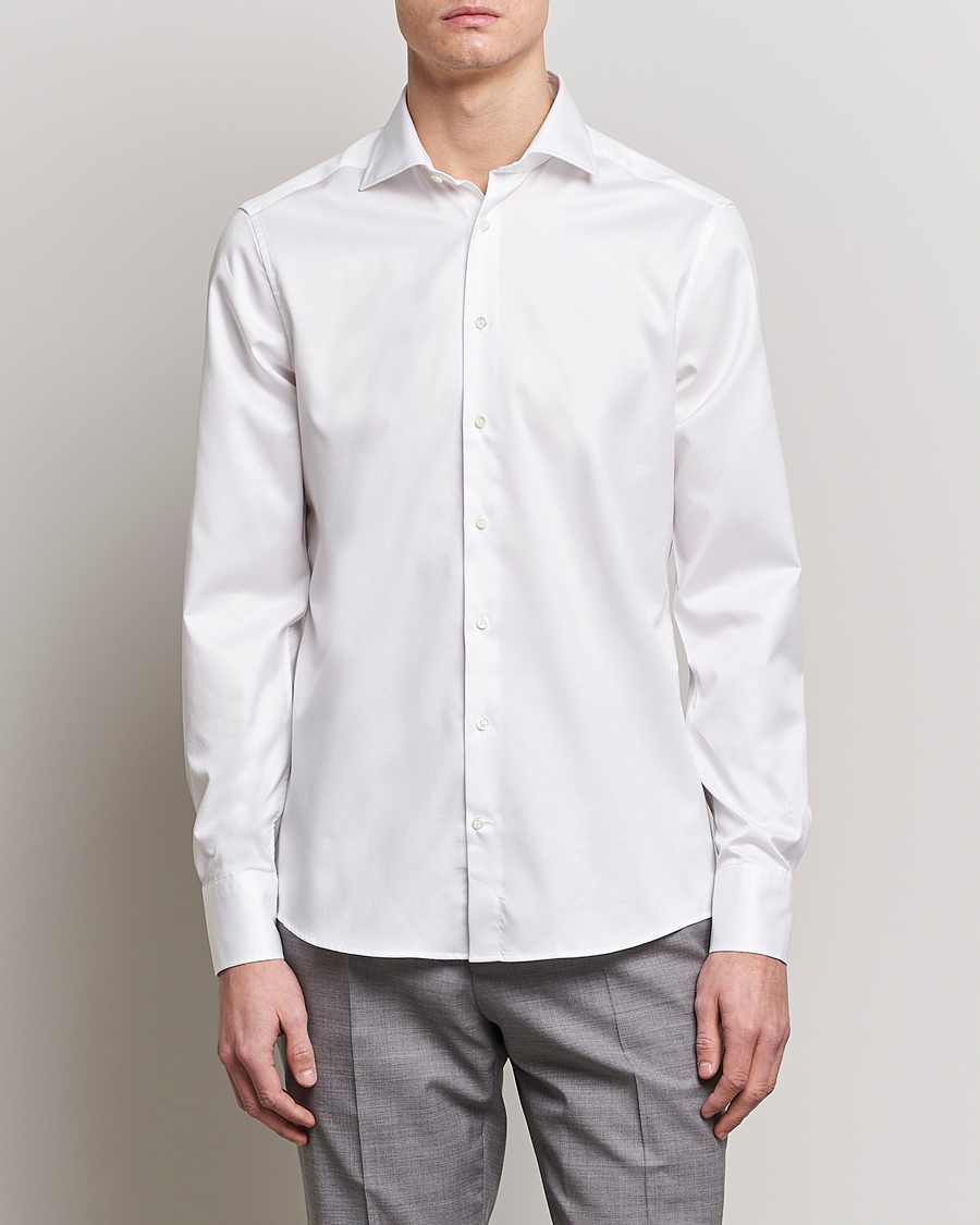 Herr | Mörk kostym | Stenströms | Fitted Body Twofold Stretch Shirt White
