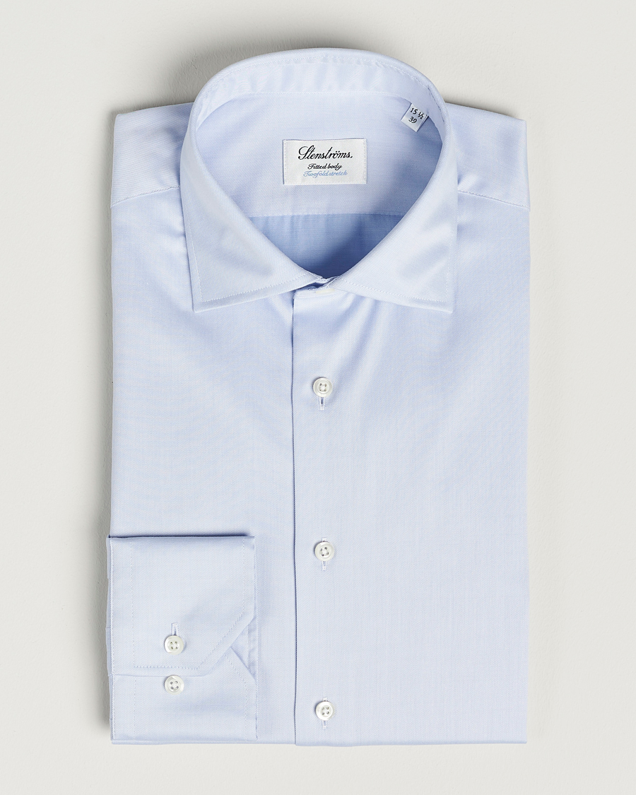 Herr | Skjortor | Stenströms | Fitted Body Twofold Stretch Shirt Light Blue