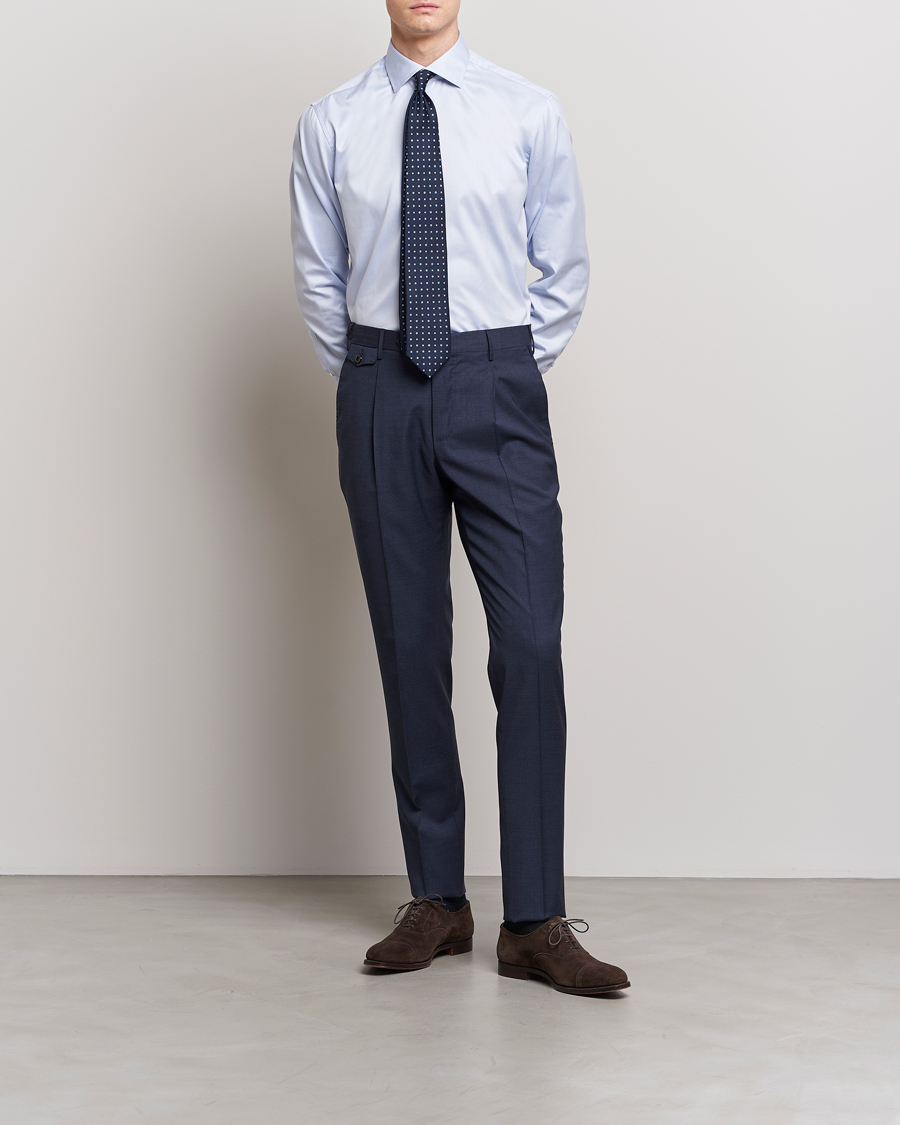 Herr | Businesskjortor | Stenströms | Fitted Body Twofold Stretch Shirt Light Blue