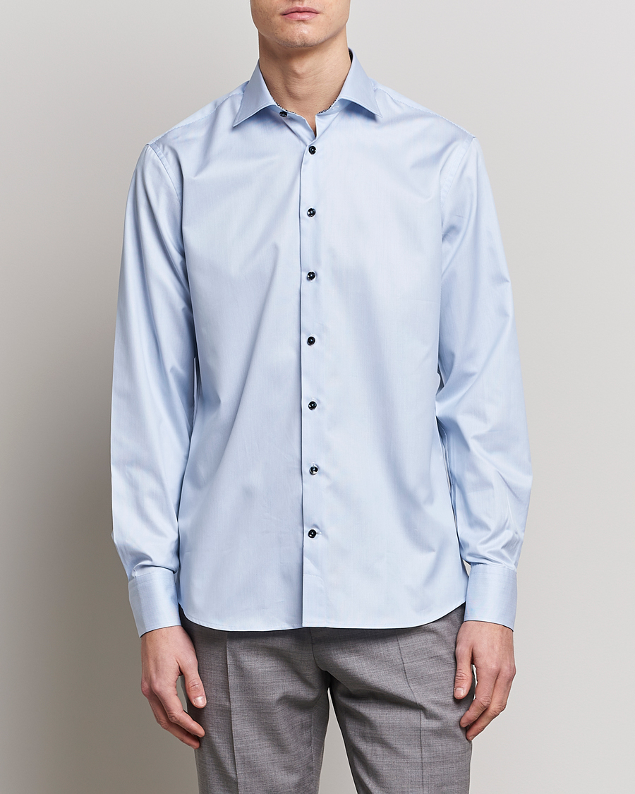 Herr | Avdelningar | Stenströms | Fitted Body Contrast Cotton Shirt White/Blue