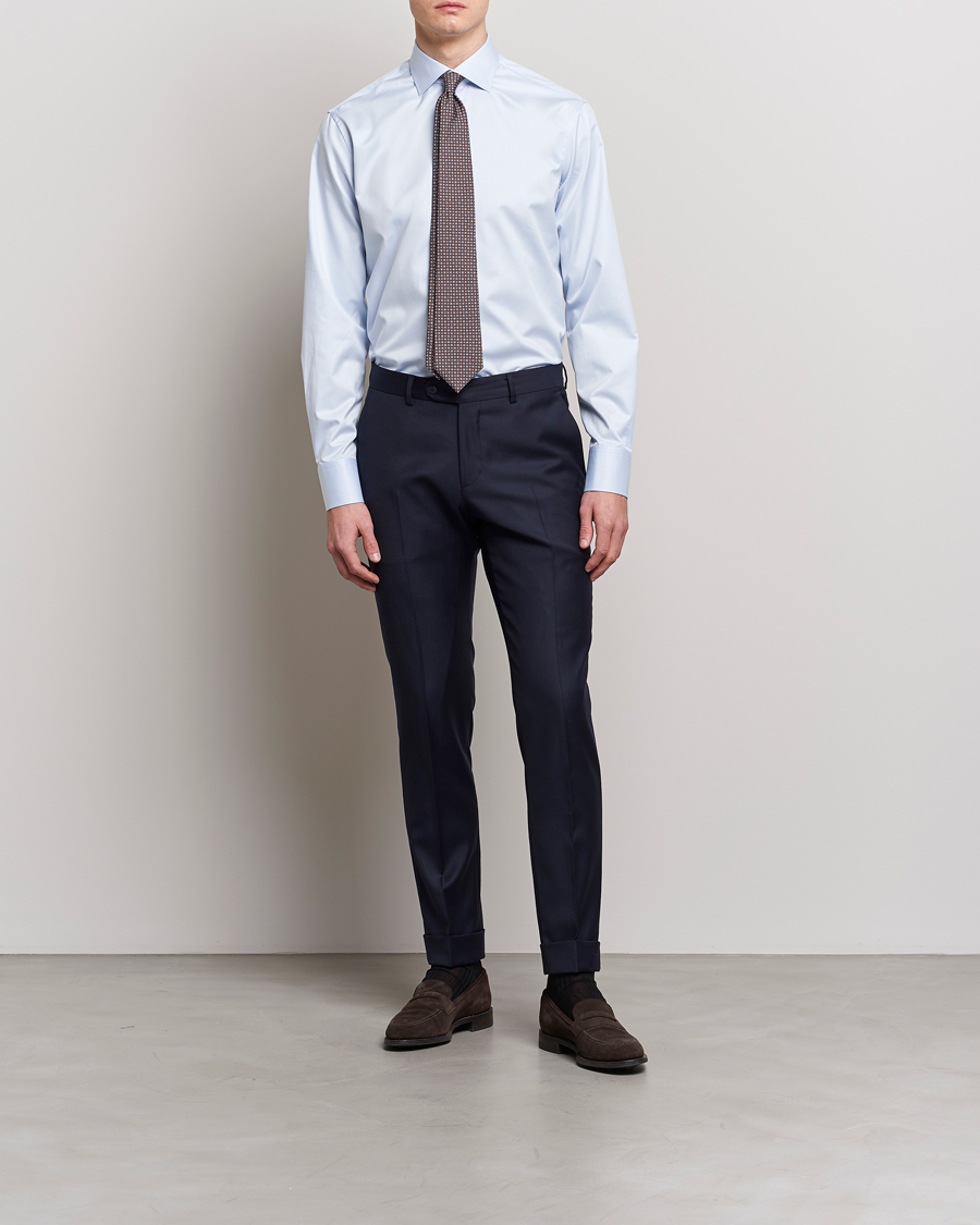 Herr | Formella | Stenströms | Fitted Body Contrast Twill Shirt Light Blue