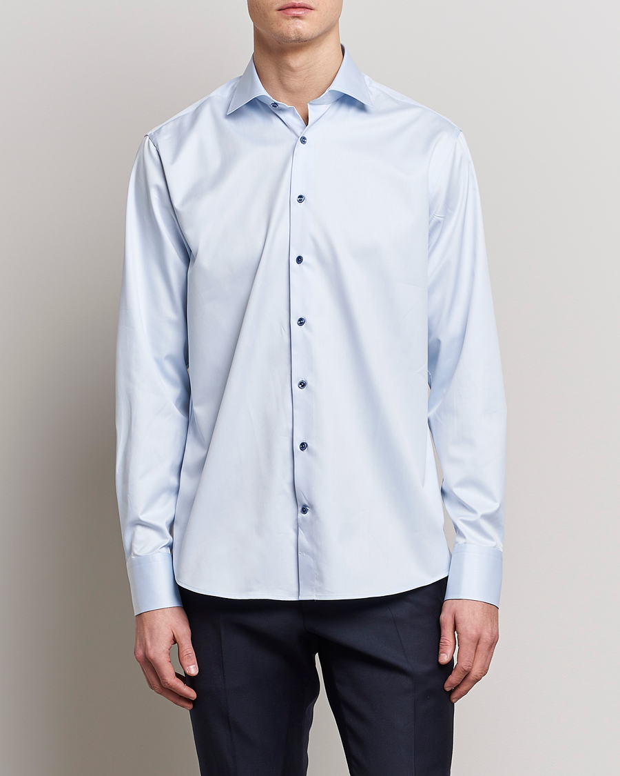 Herr | Mörk kostym | Stenströms | Fitted Body Contrast Twill Shirt Light Blue