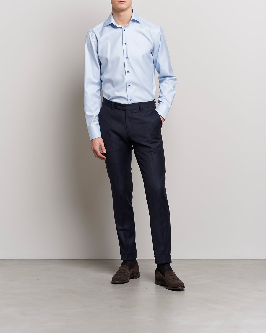 Herr | Skjortor | Stenströms | Fitted Body Contrast Shirt Light Blue
