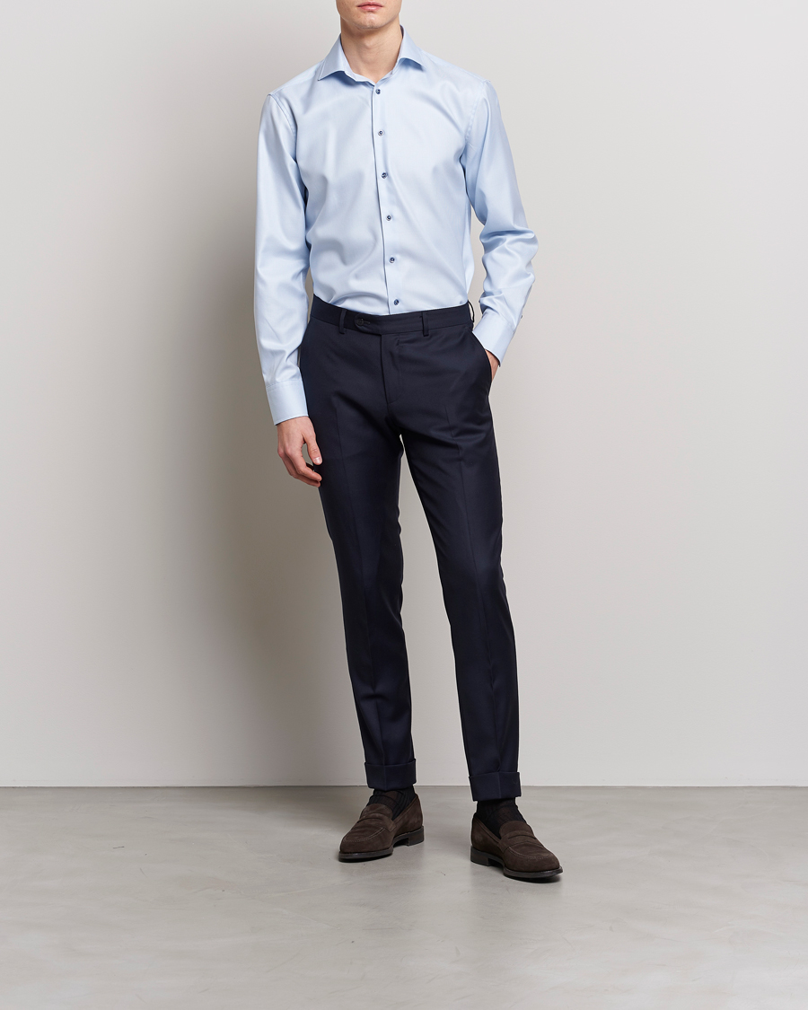 Herr | Businesskjortor | Stenströms | Fitted Body Contrast Shirt Light Blue