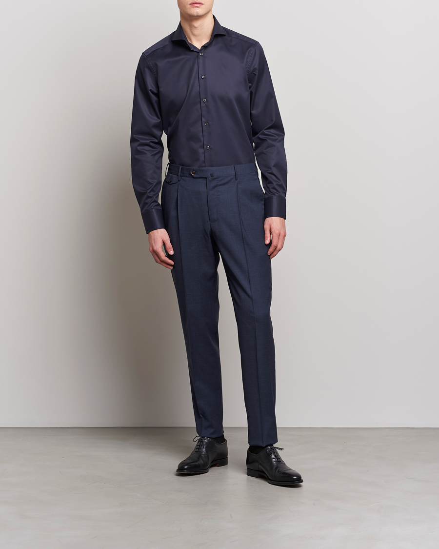 Herr | Skjortor | Stenströms | Slimline Extreme Cut Away Shirt Navy